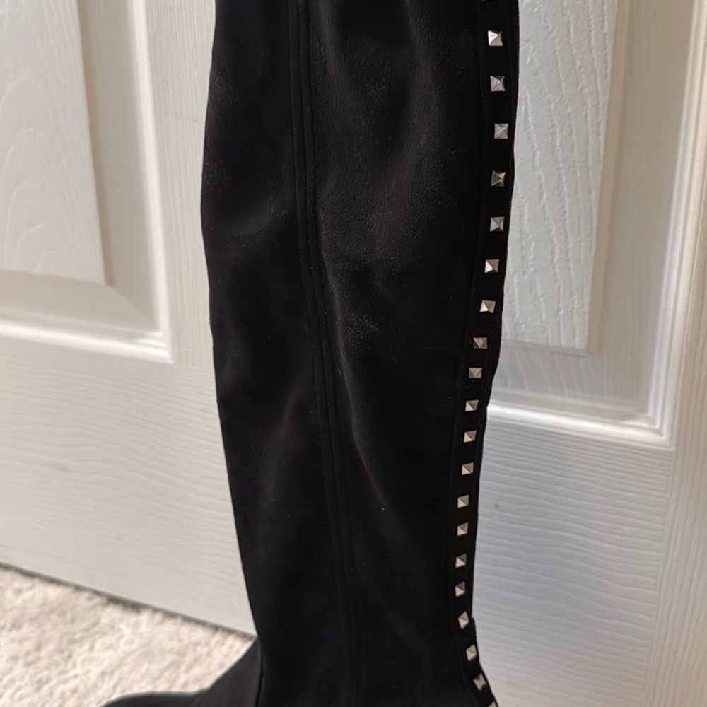 Marc Fisher Black Over the Knee Boots with Studs
